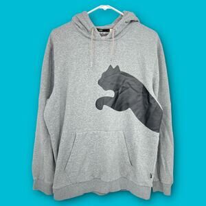 Puma (M) Men's Gray Black Graphic Hoodie Pullover Sweater Sweatshirt